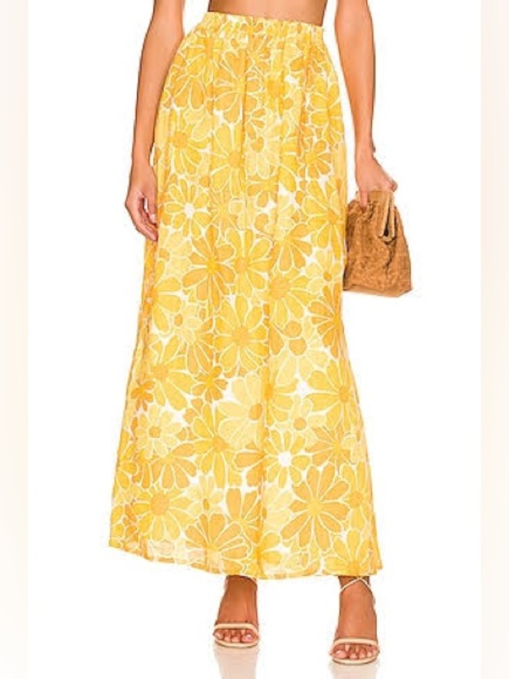 Anthropologie Yellow Floral Maxi Skirt - Size Small